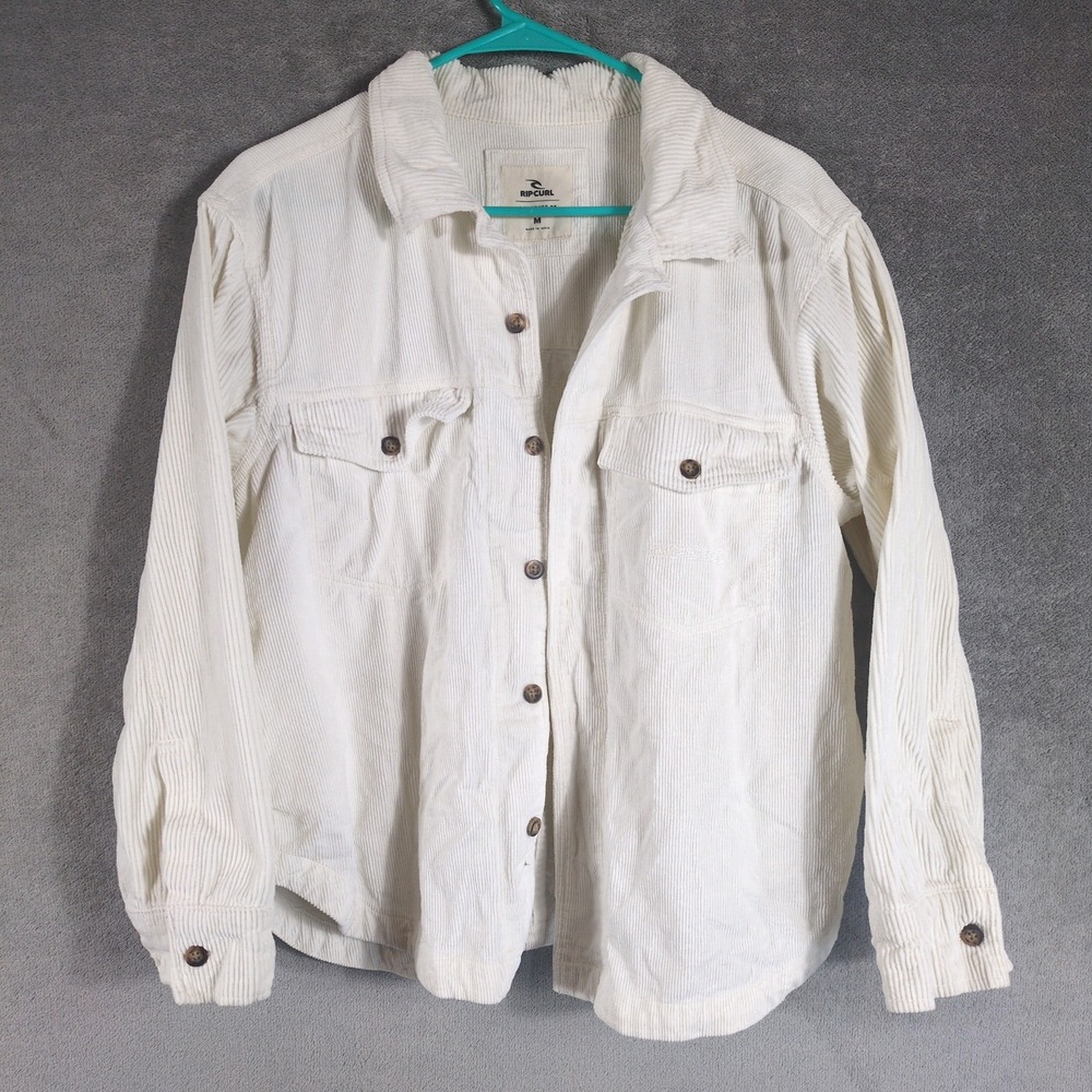 Rip Curl Mens Cream Corduroy Button Down Jacket‎ Off White Size M